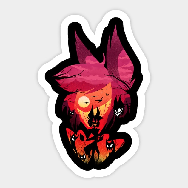 Alastor Sunset Sticker by DANDINGEROZZ